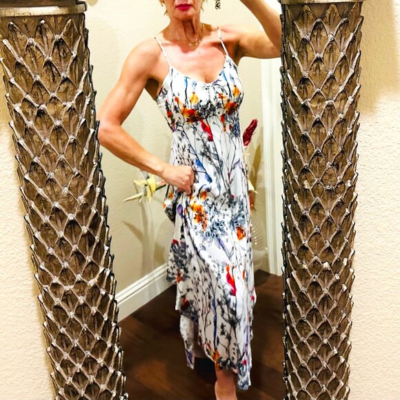 Lola Sophie Spaghetti Strap Asymmetrical Floral Dress